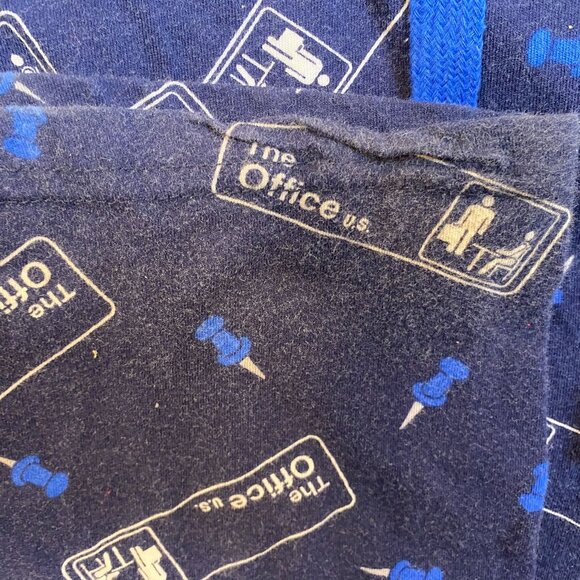 The Office Mens Lounge Pants Large Blue Drawstring Cotton Relaxed Fit Novelty Sl - Picture 8 of 9